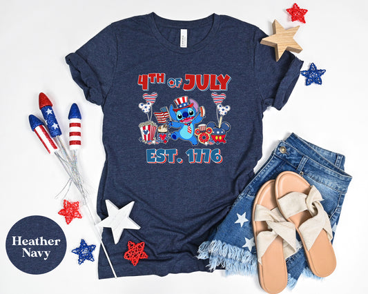 Disney Stitch 4th of July patriotic family shirts