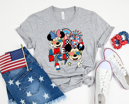 Fourth of July Mickey Minnie patriotic family t-shirt