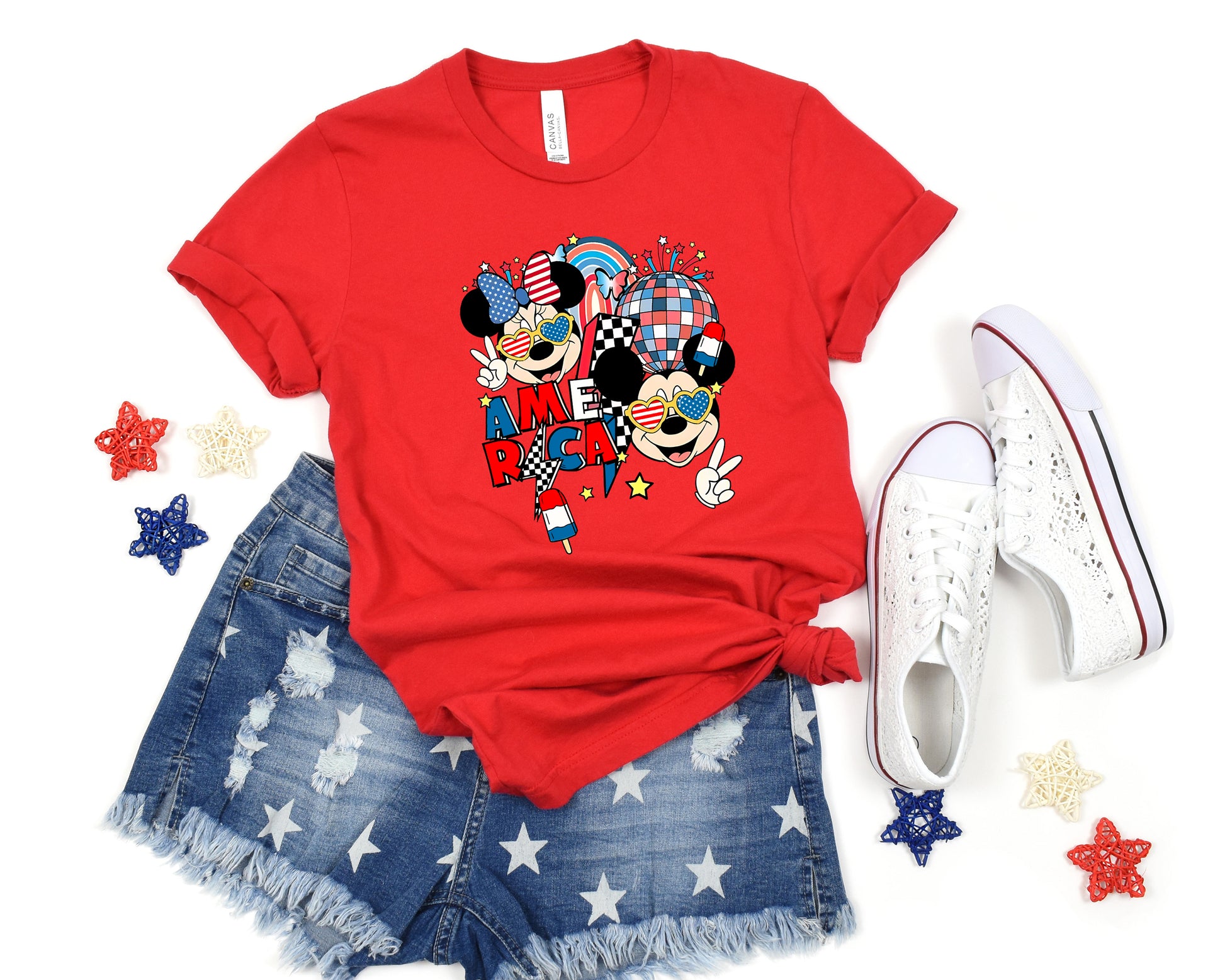 Fourth of July Mickey Minnie patriotic family t-shirt