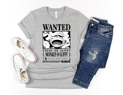 Wanted Dad or Alive Monkey D. Luffy T-shirt, Manga Shirts