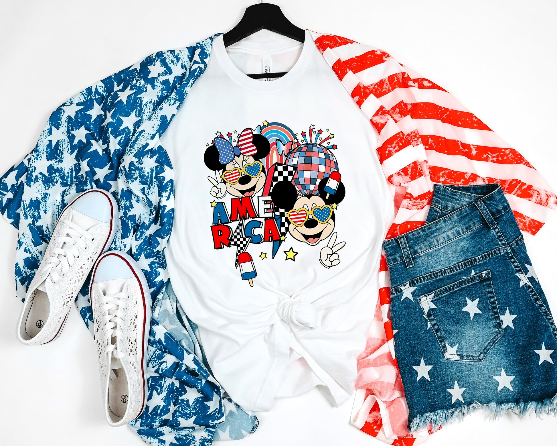 Fourth of July Mickey Minnie patriotic family t-shirt