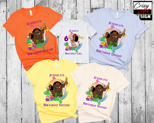 Moana princess birthday family t-shirt