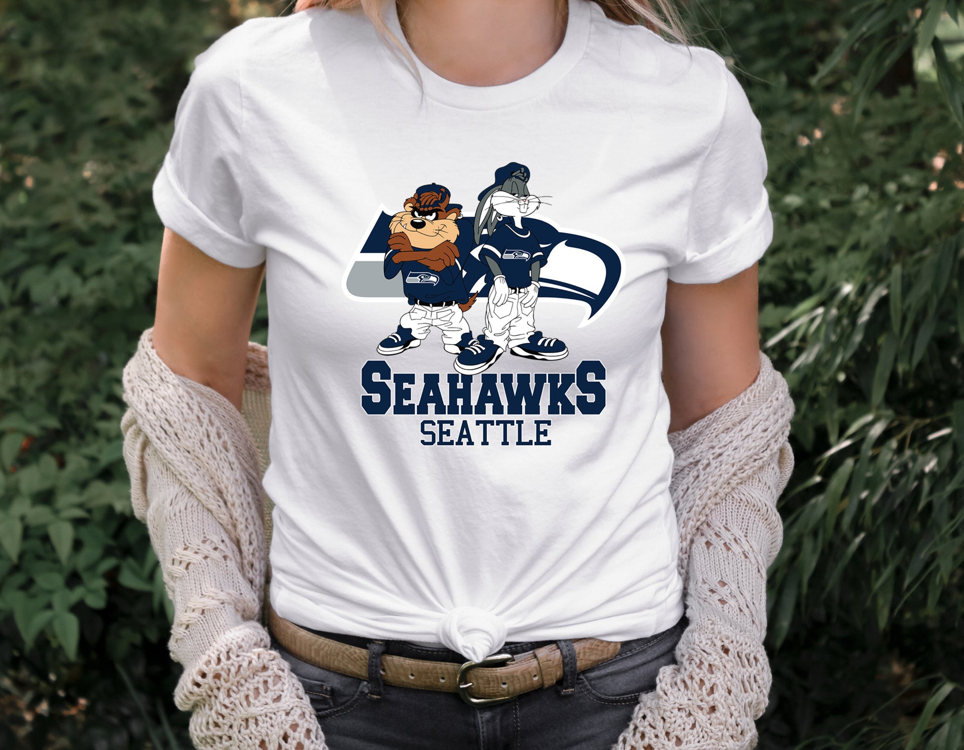 Seattle Seahawks Bugs Bunny and Tazz football Shirt