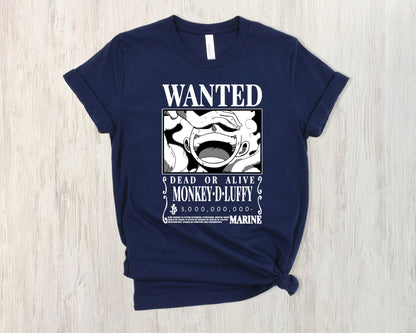 Wanted Dad or Alive Monkey D. Luffy T-shirt, Manga Shirts