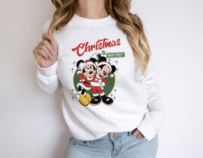 Christmas On Main Street Mickey & Minnie Cute Sweatshirt