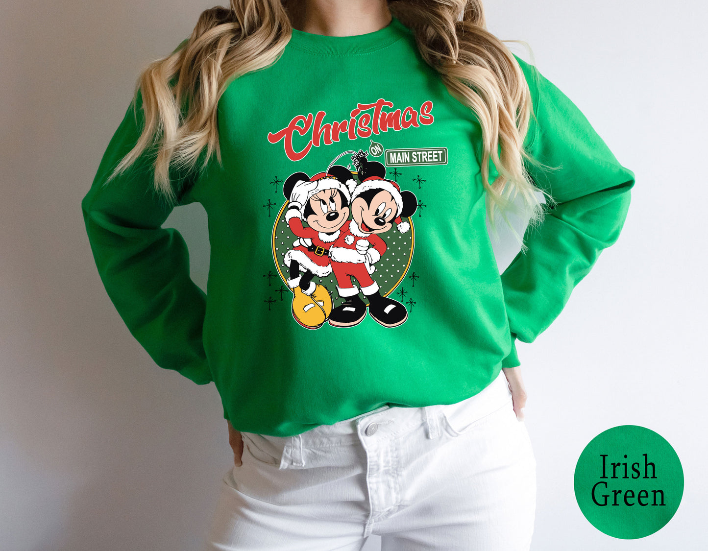 Christmas On Main Street Mickey & Minnie Cute Sweatshirt