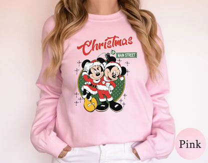 Christmas On Main Street Mickey & Minnie Cute Sweatshirt