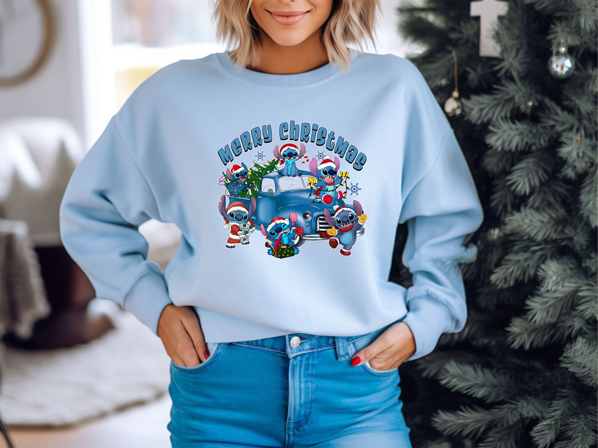 Disney-Inspired Stitch Christmas Vacation Family Sweatshirt