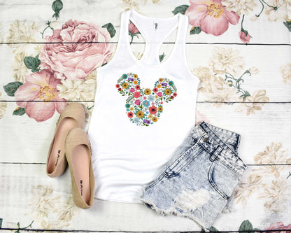 Mickey Mouse Flowers Head Tee