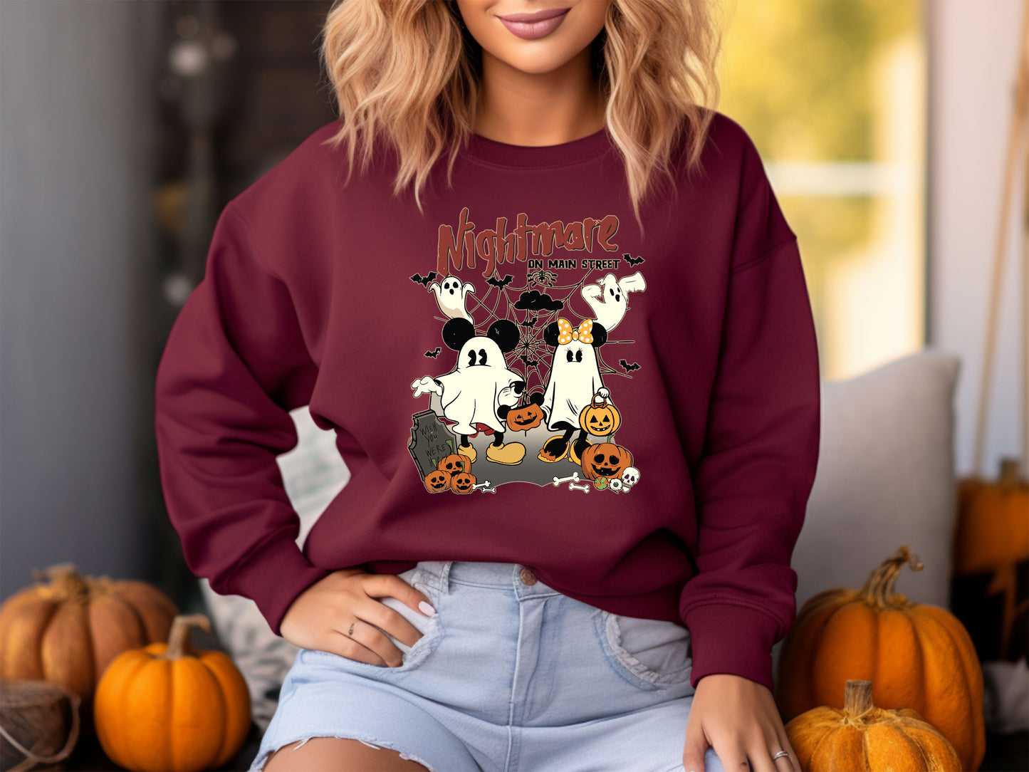 Vintage Nightmare on Main Street Magic Halloween Trip Family Sweatshirt