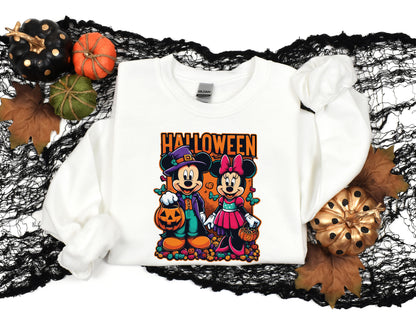 Mickey and Minnie Cute Halloween Family Sweatshirt, Disney World & Disneyland Halloween Matching Tops