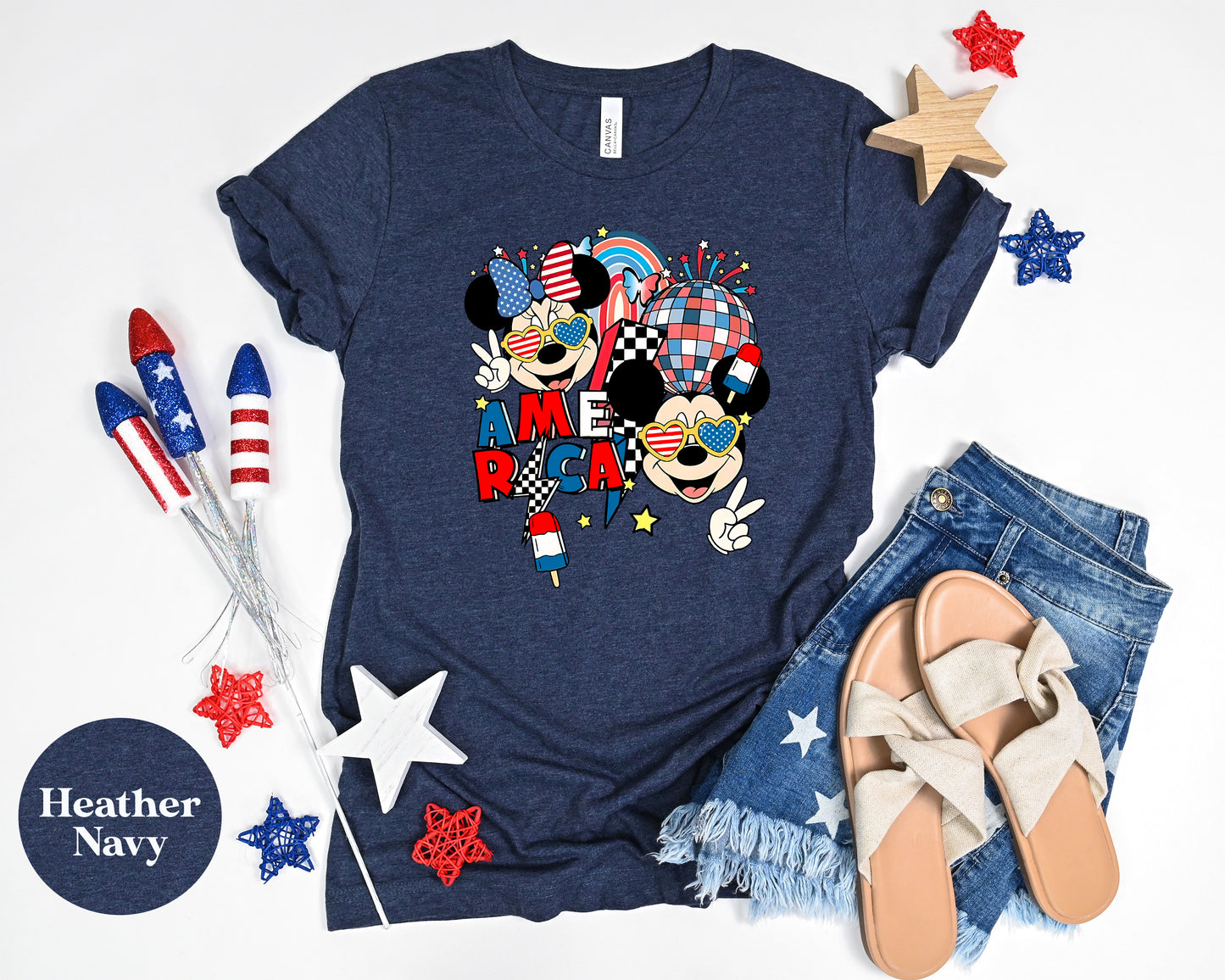 Fourth of July Mickey Minnie patriotic family t-shirt