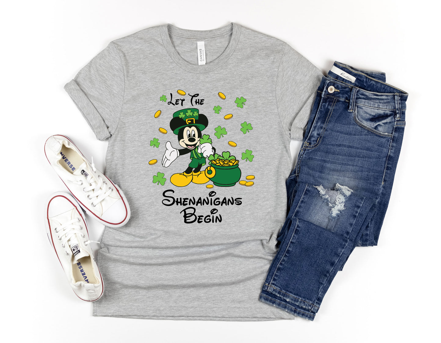 Irish Mickey Minnie Shamrock Family Shirts