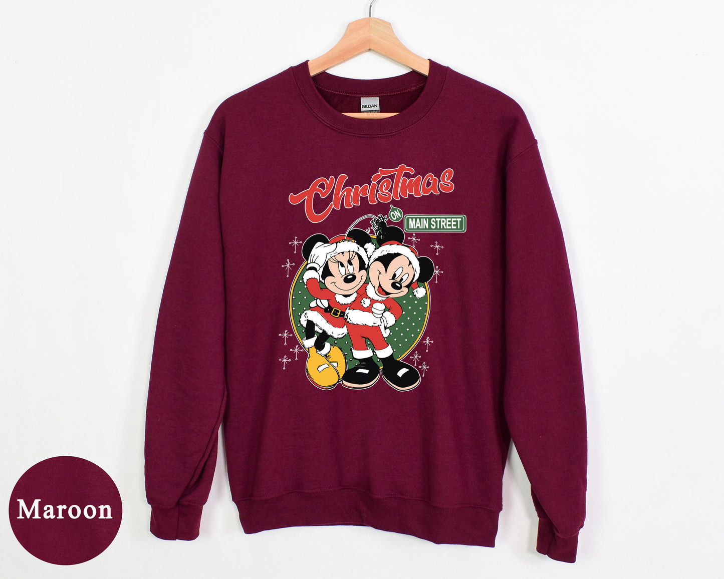 Christmas On Main Street Mickey & Minnie Cute Sweatshirt