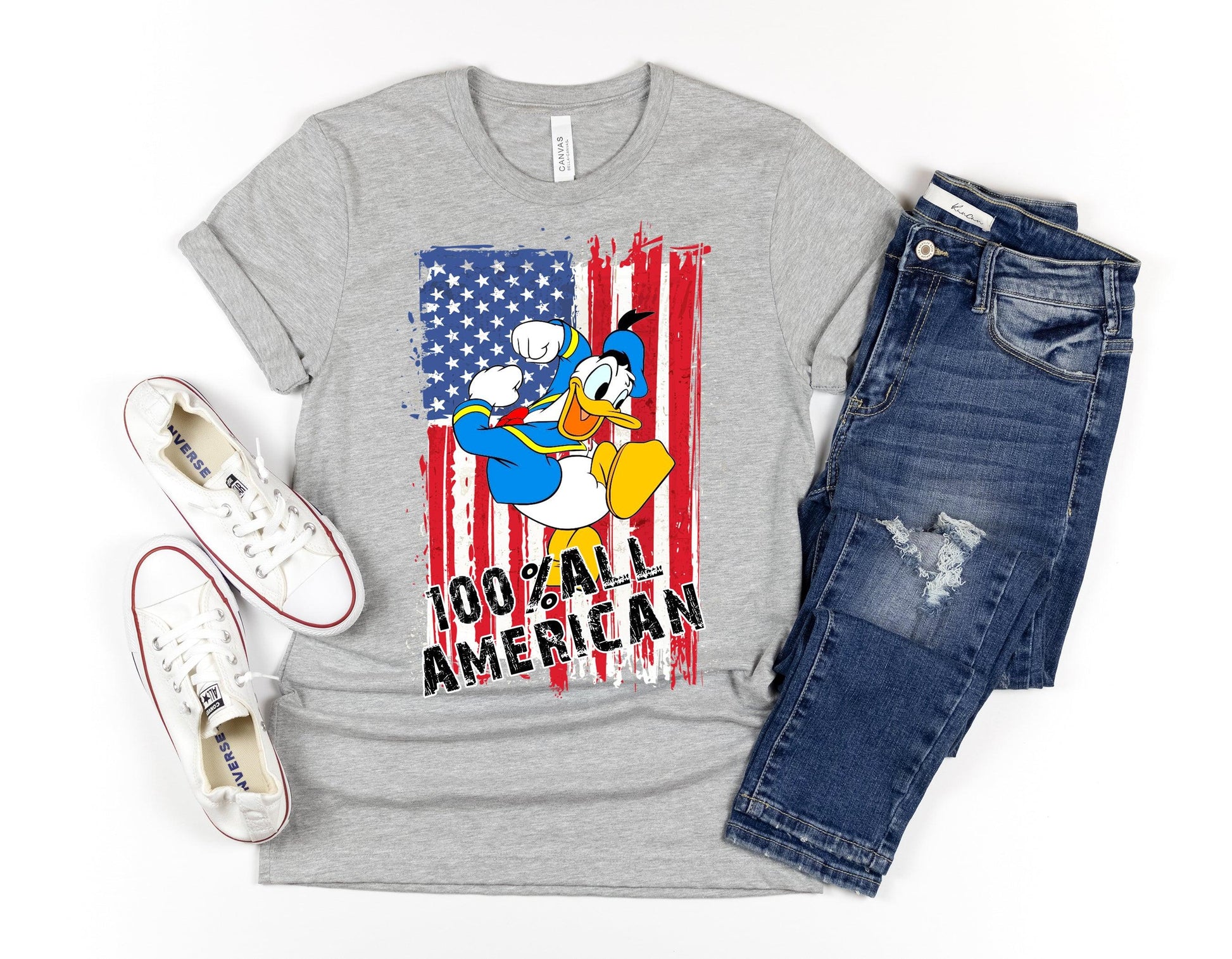 Donald Duck American flag patriotic t-shirt