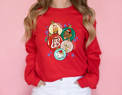 The Beauty and The Beast Disney Christmas Cute Family Sweatshirt