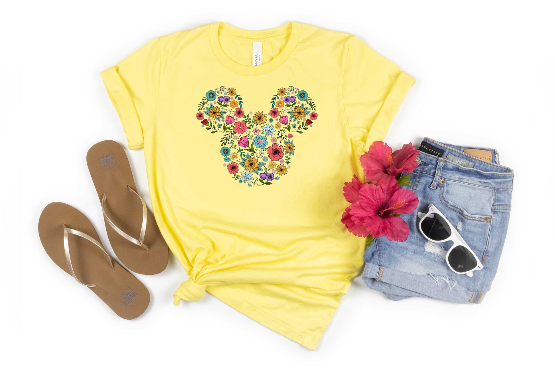 Mickey Mouse Flowers Head Tee