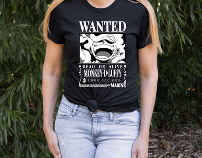 Wanted Dad or Alive Monkey D. Luffy T-shirt, Manga Shirts