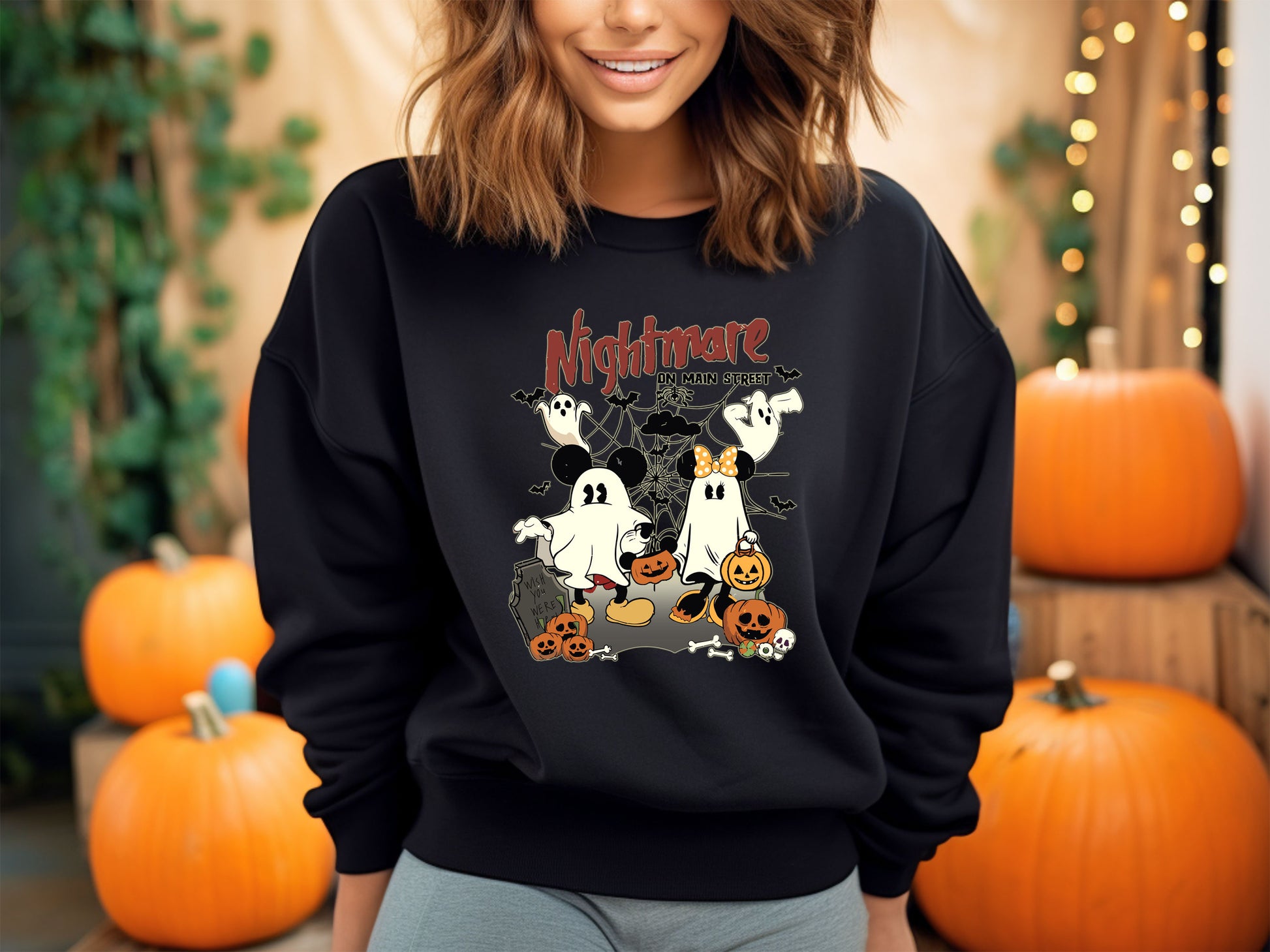 Vintage Nightmare on Main Street Magic Halloween Trip Family Sweatshirt