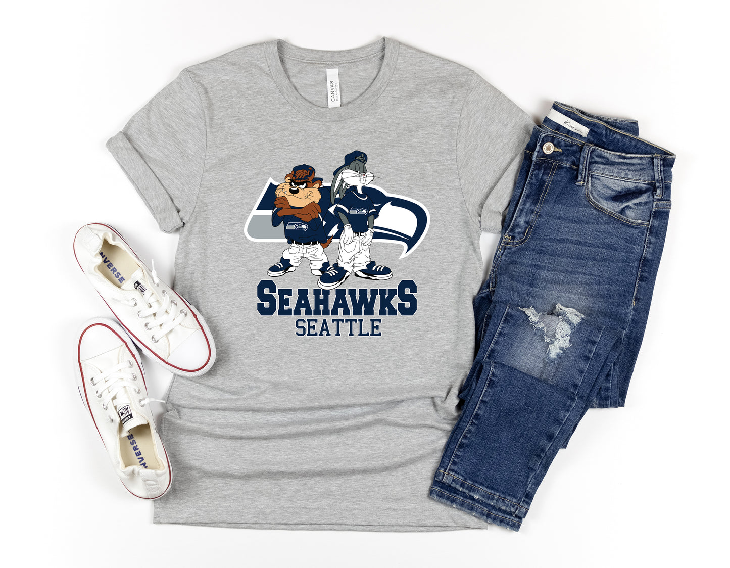 Seattle Seahawks Bugs Bunny and Tazz football Shirt