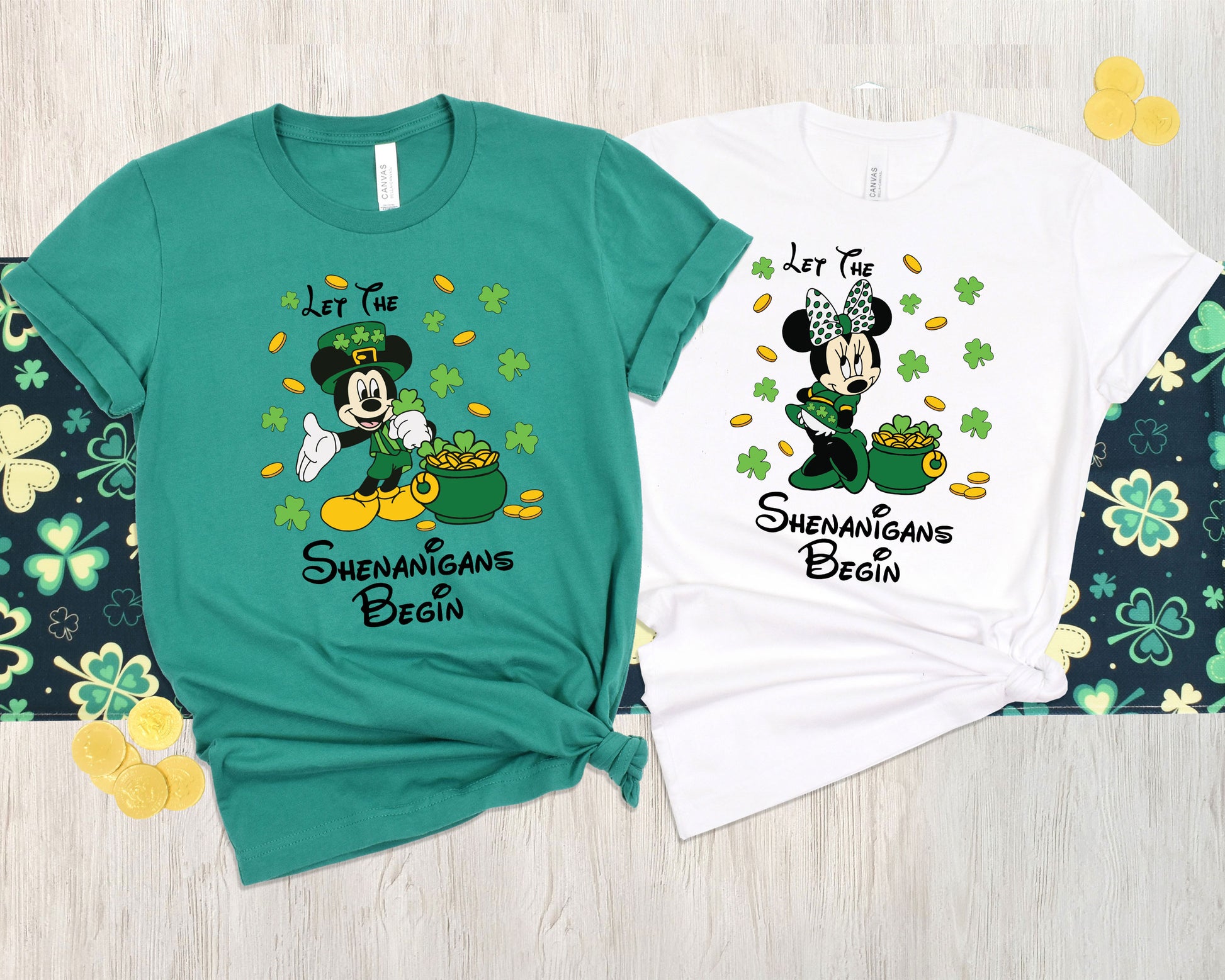 Irish Mickey Minnie Shamrock Family Shirts