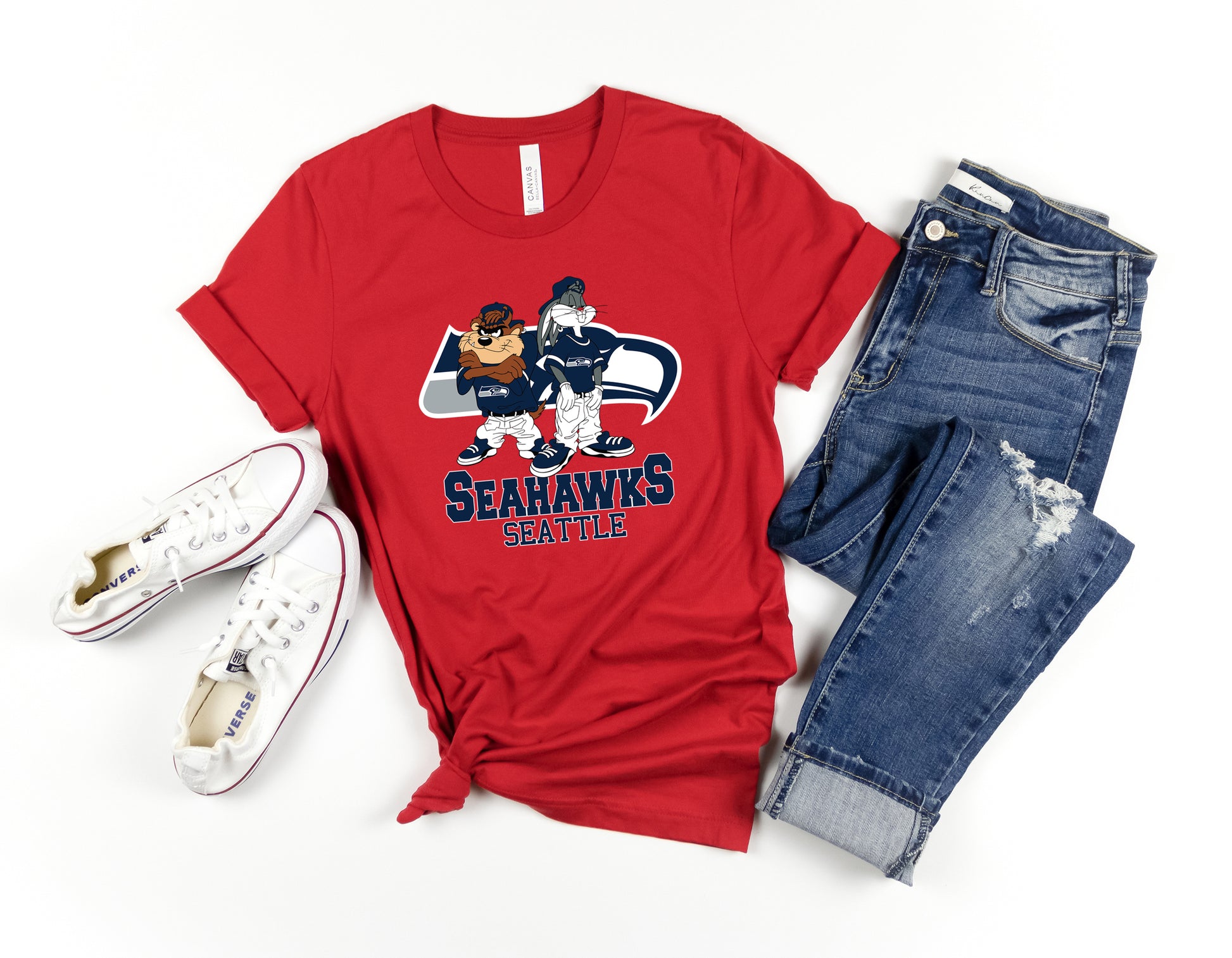 Seattle Seahawks Bugs Bunny and Tazz football Shirt