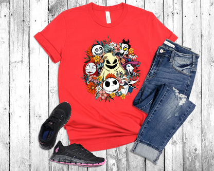 Jack Skellington and Sally Flower Shirt