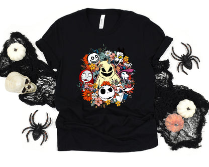 Jack Skellington and Sally Flower Shirt