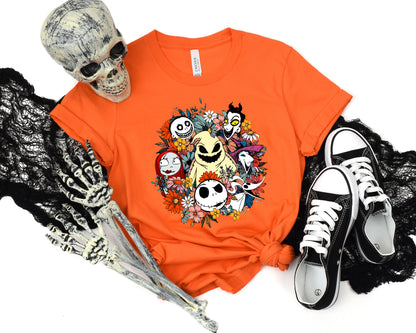 Jack Skellington and Sally Flower Shirt