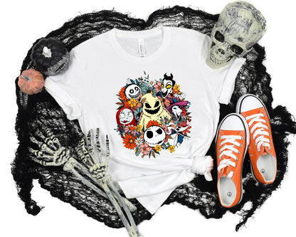 Jack Skellington and Sally Flower Shirt